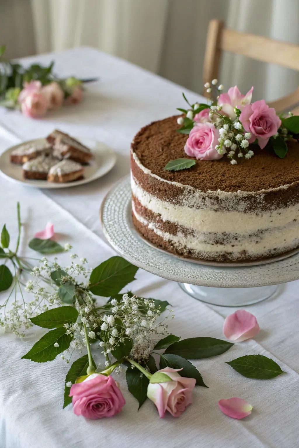 Live blossoms add natural elegance to a caffeinated delight.