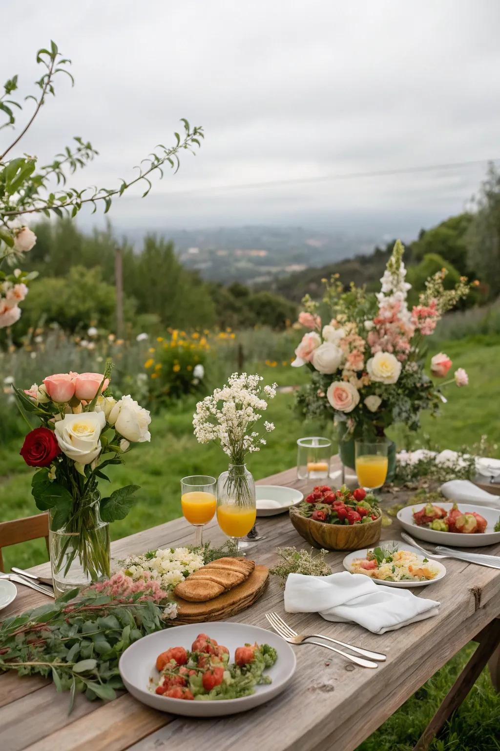 An outdoor setting enhances the brunch experience.