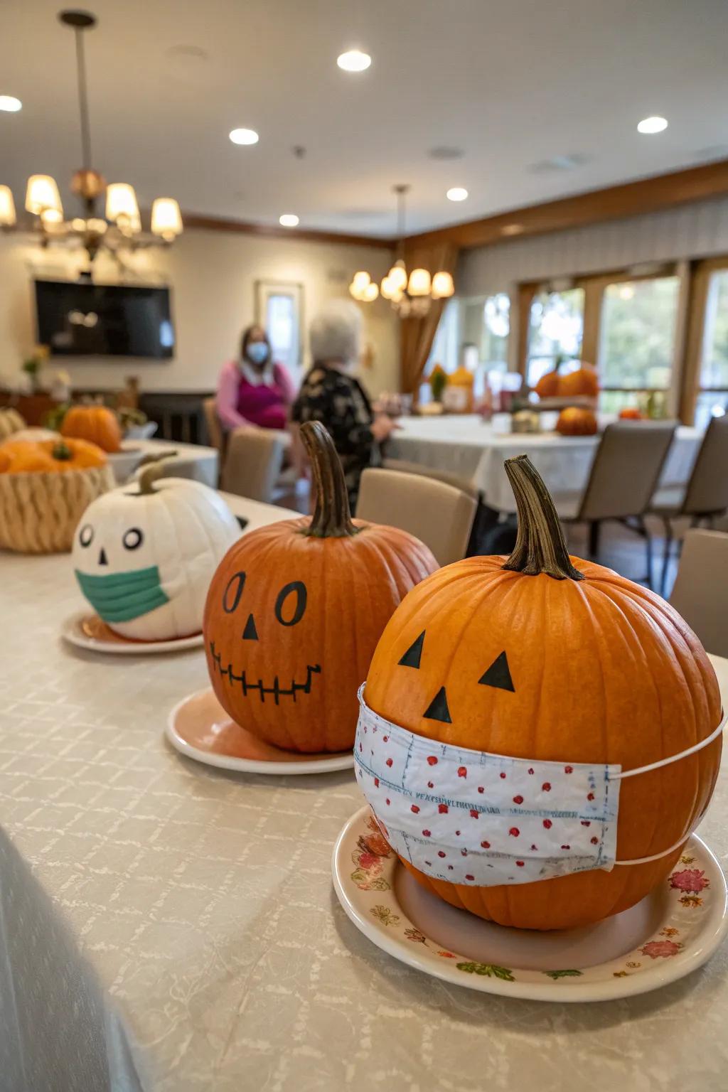 A covered decorative gourd celebration introduces style and intrigue.