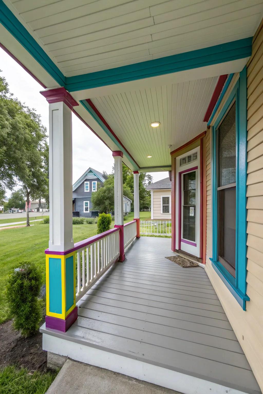 Colorful trim accents bring a cheerful splash.