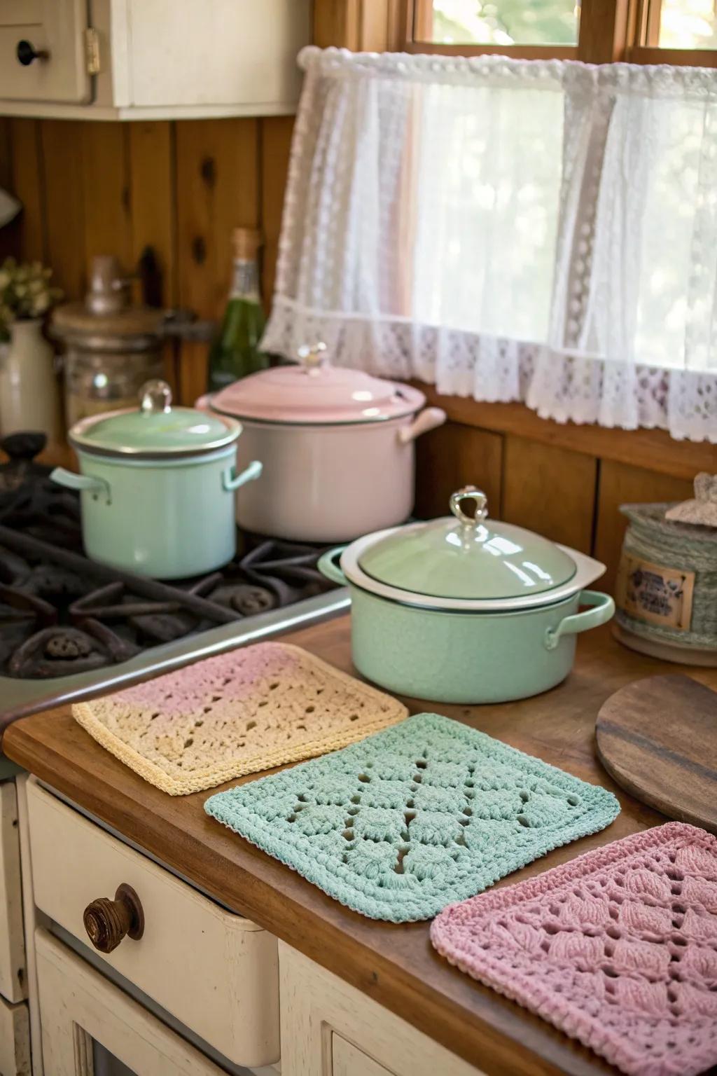 Crochet oven protectors deliver a sense of nostalgia and warmth to your kitchen decor.