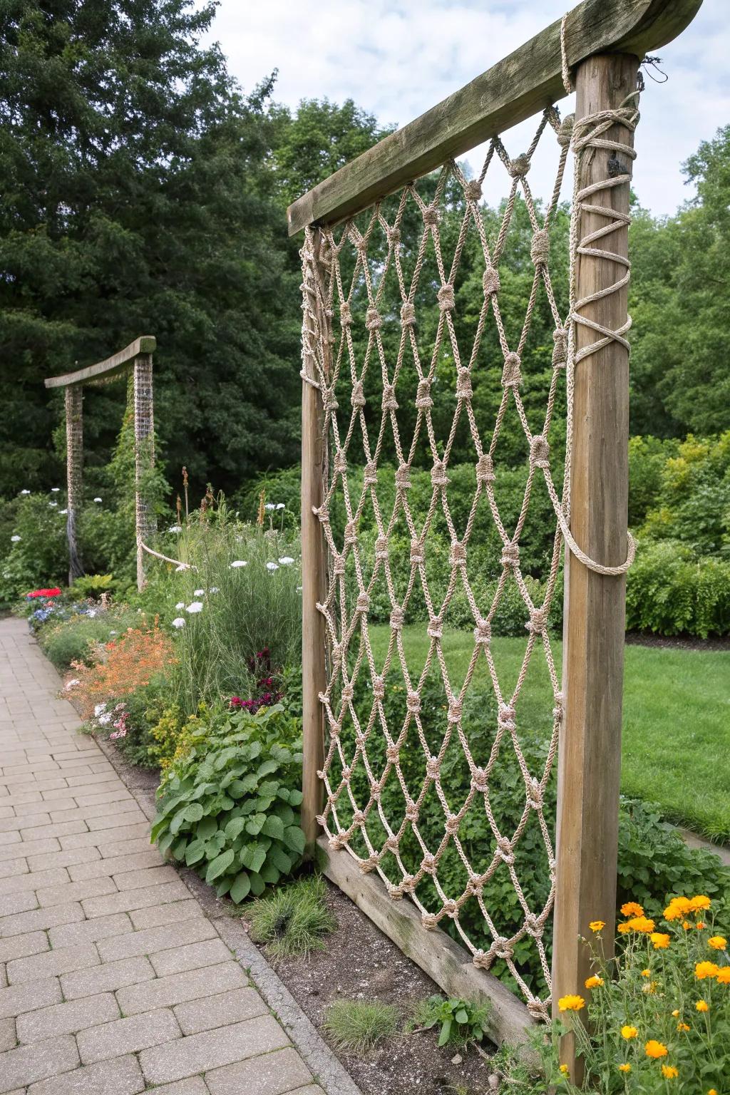 Add charm and flexibility with a creative rope trellis.