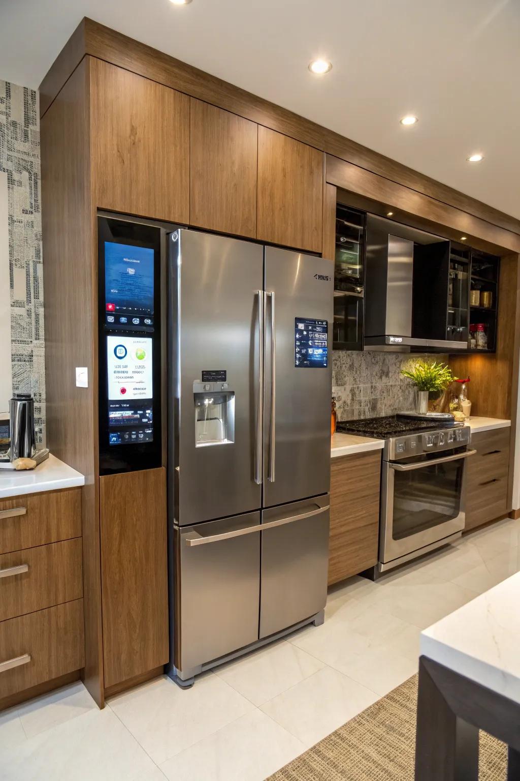 A cooking space equipped with a smart 'ice-box' showcasing the latest technology.
