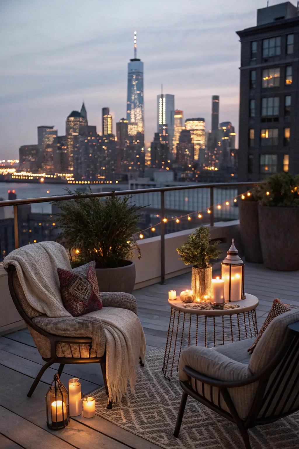 A rooftop retreat offers a unique vantage point for romance.