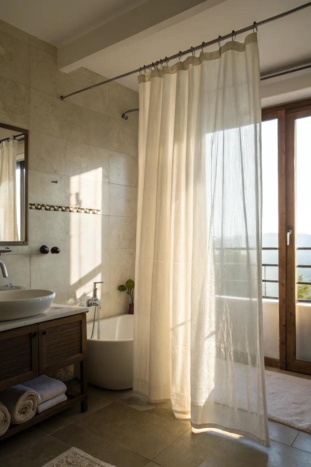 Sheer curtains offer light and privacy.