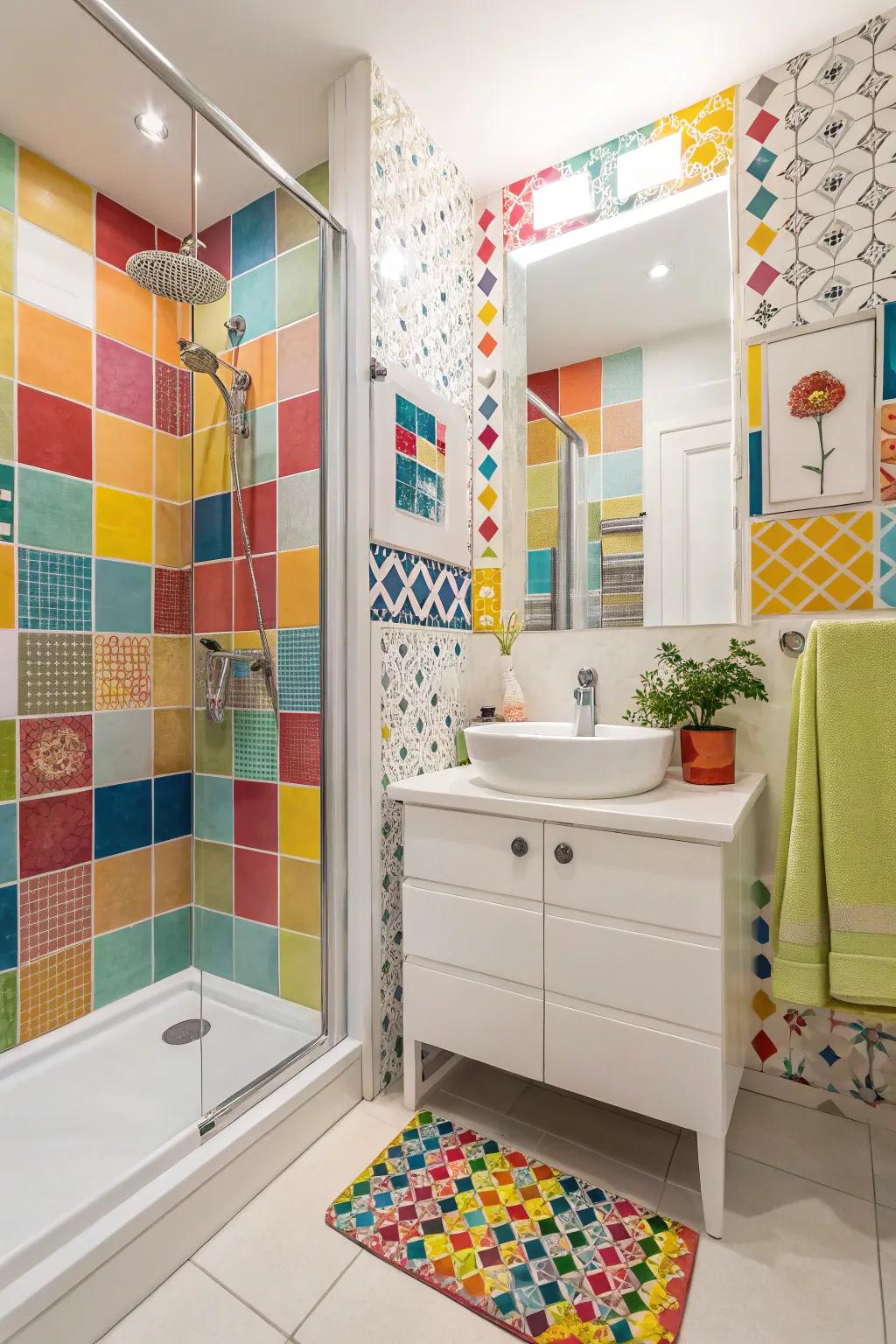 Colorful tiles bring life and personality to your shower.