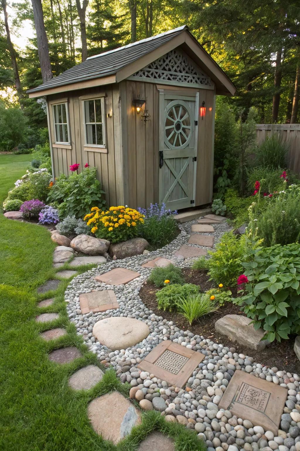 Decorative stones can enhance your shed's landscape with texture and interest.