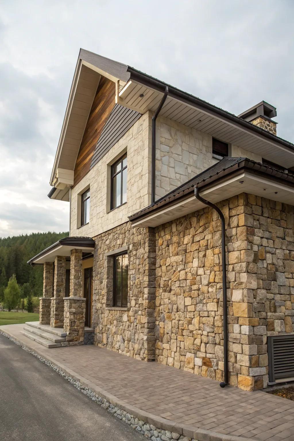 A textured stone facade that captures attention with its depth and detail.