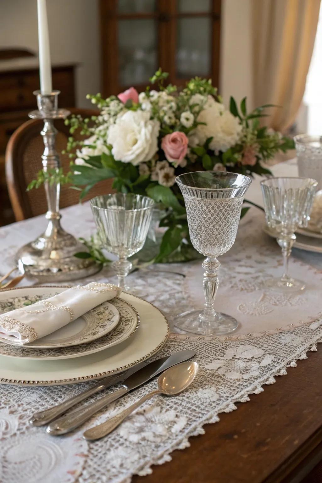 Classic silverware enhances the dining beauty at a retro festivity.