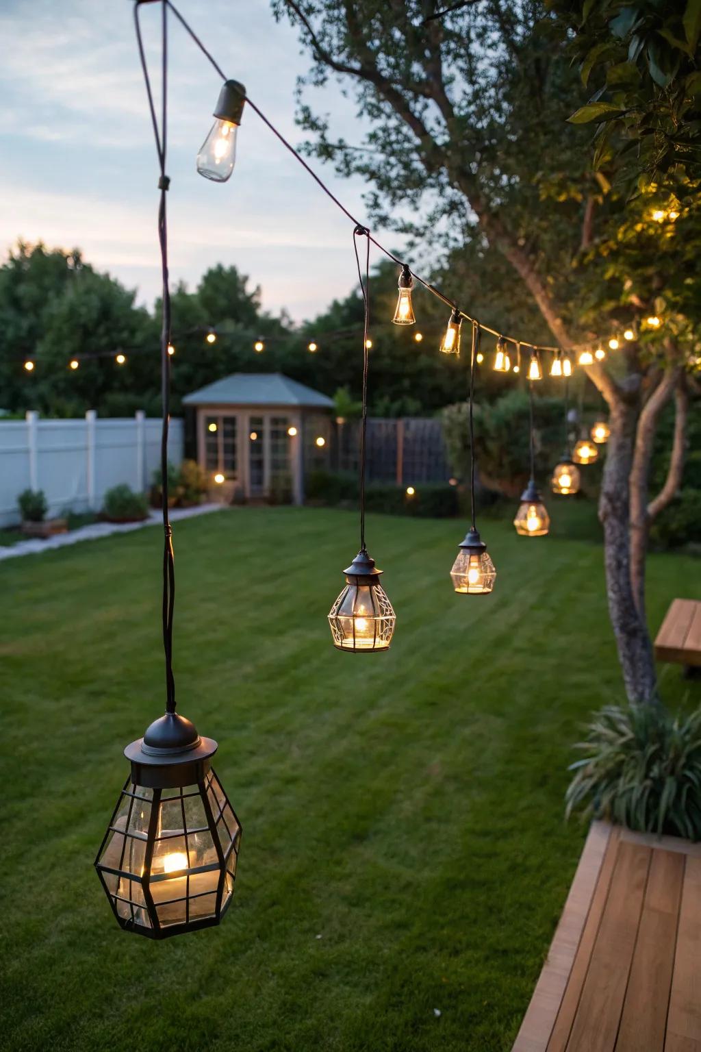 Solar-fueled drop lamps proffer eco-responsible grace.