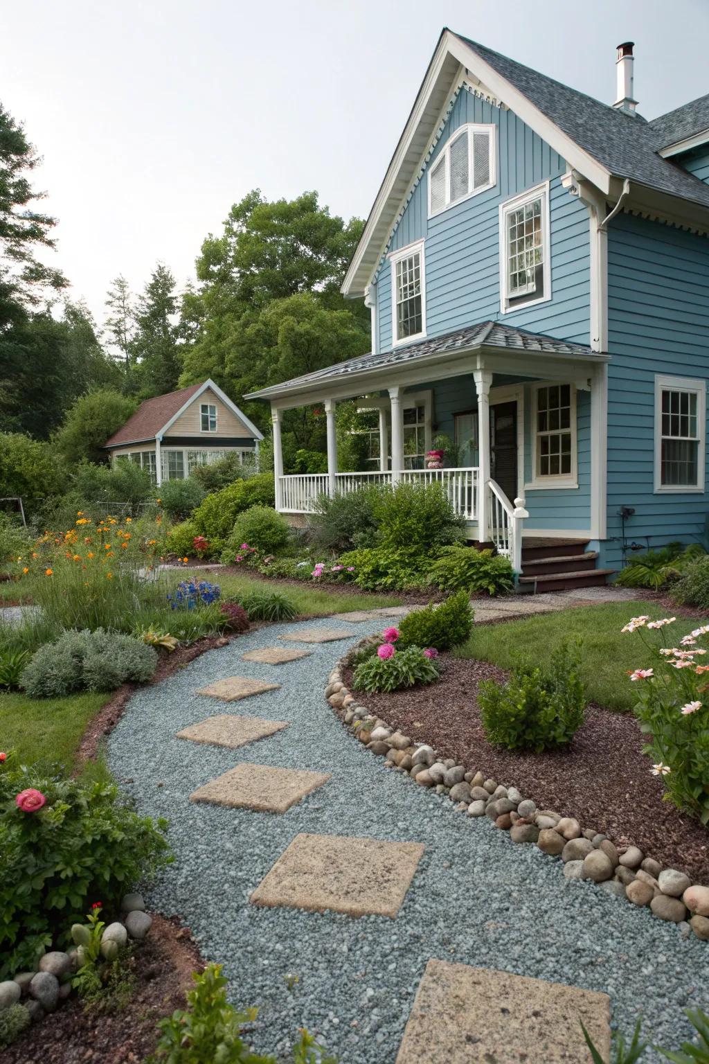 Decorative gravel adds texture and a modern touch.