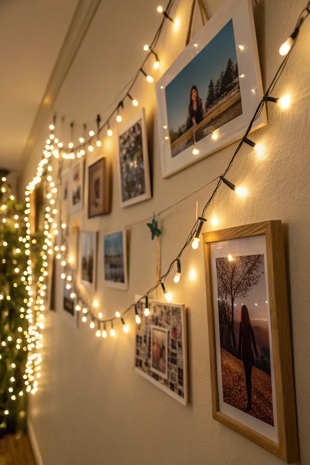 An illuminated wall that showcases cherished moments