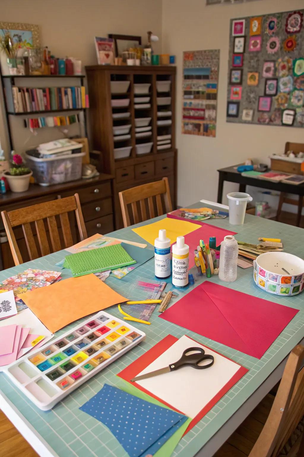 A craft room dining area fosters creativity and social interaction.