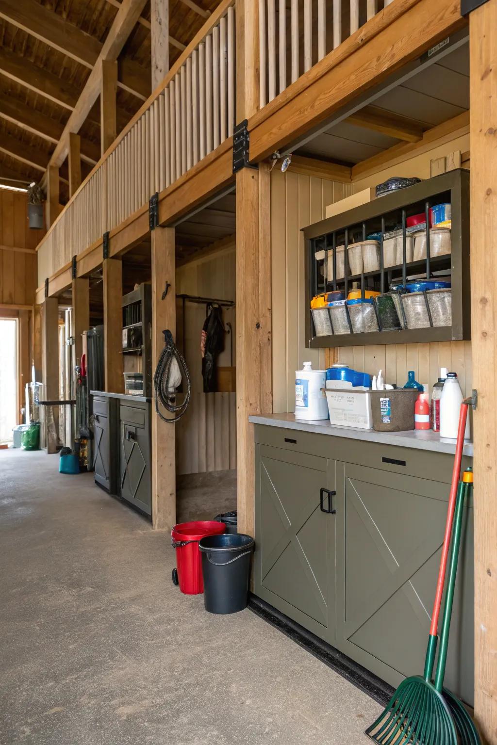 A well-stocked cleaning station simplifies maintenance.