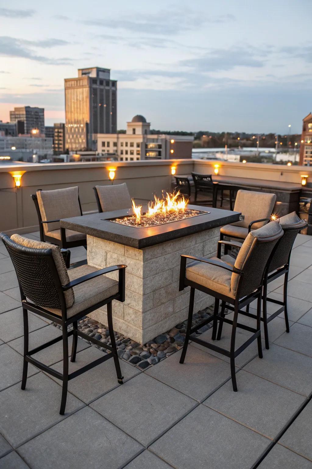 Pub height chairs offer a casual and elevated seating option.