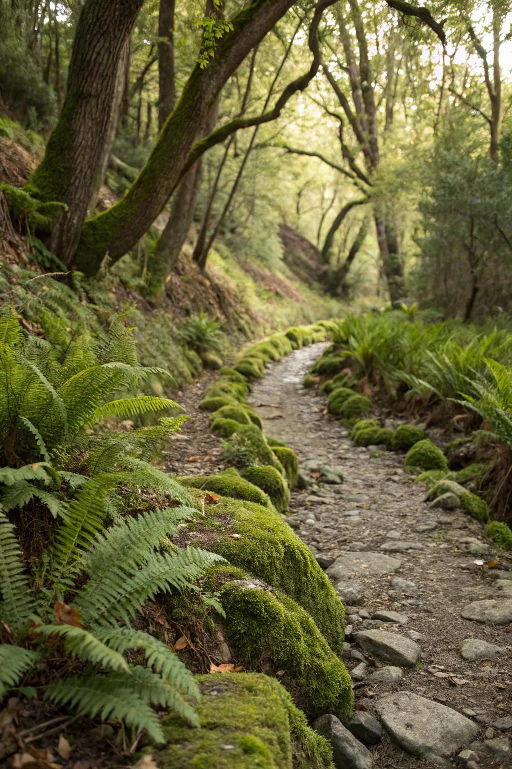 Woodland elements create a lush, forest-like atmosphere around your creek bed.