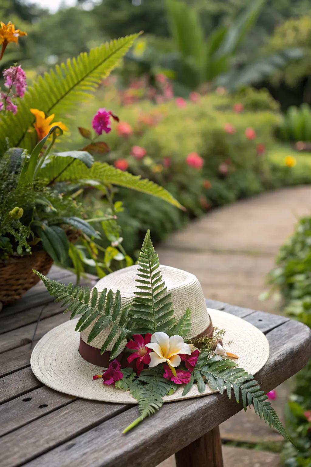 Tropical hideaway hat featuring lavish tropical elements.