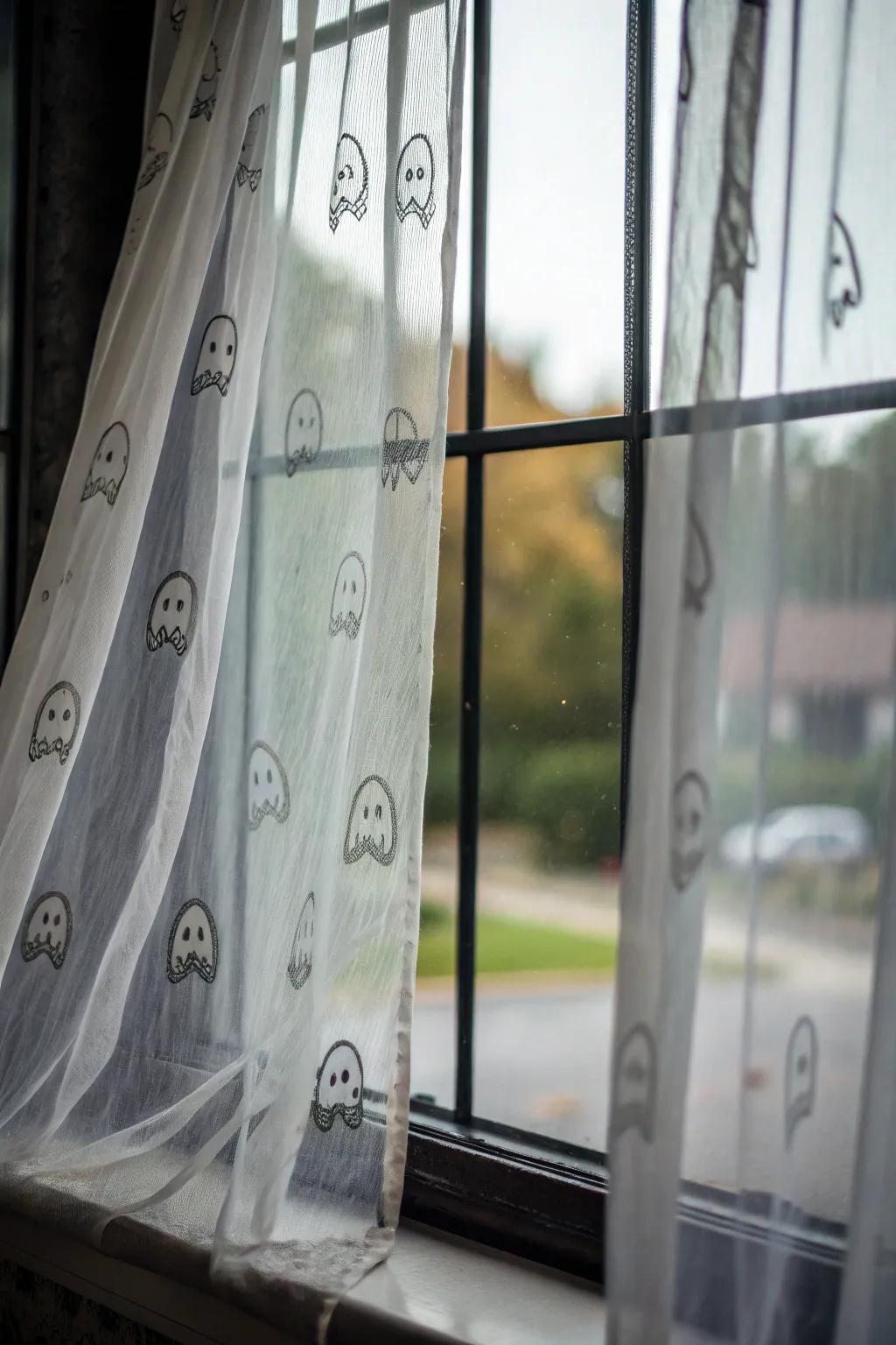 Ghost curtains create a chilling yet elegant atmosphere.