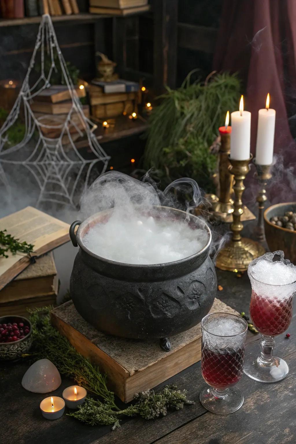 A bubbling cauldron introduces a theatrical element to gathering refreshments
