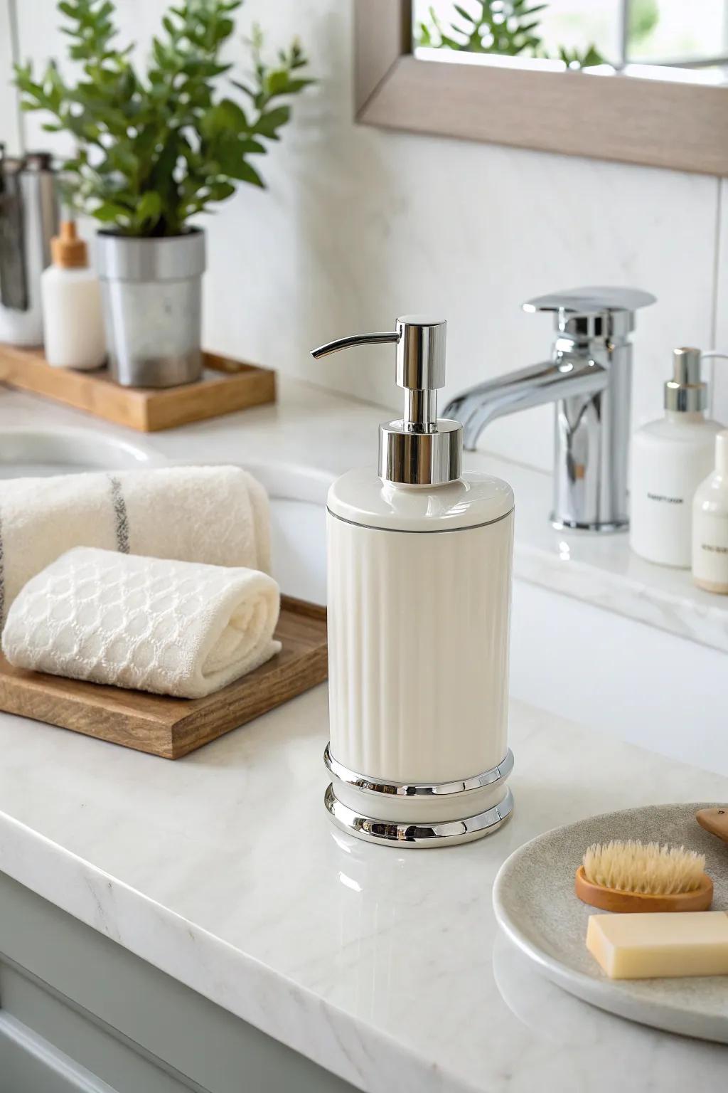 A chic soap dispenser elevates the gifting experience.