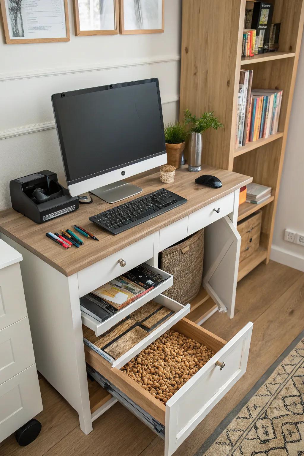 Hidden compartments in furniture offer discreet storage solutions for pellets.