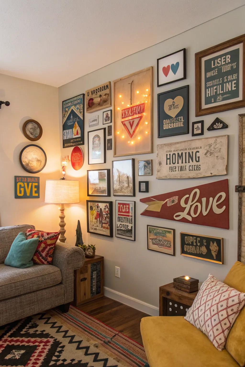 Express yourself with an assorted gallery wall.