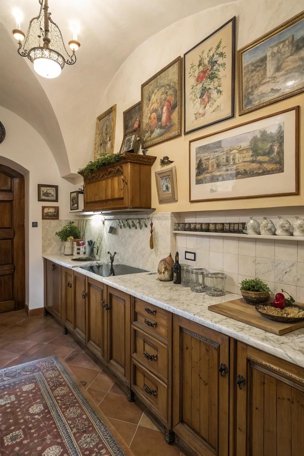 Vintage-inspired art incorporates a historical touch.