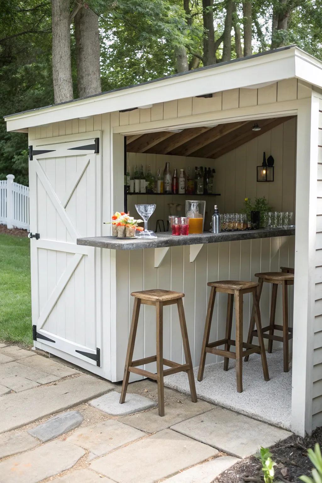 A lively outdoor bar adding charm to a backyard.