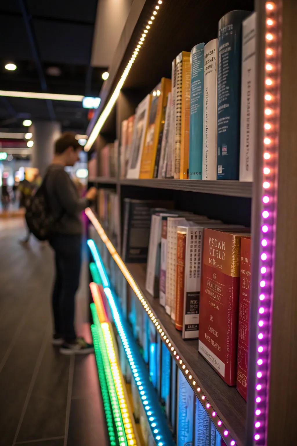 Turn bookshelves into focal points with LED lighting.