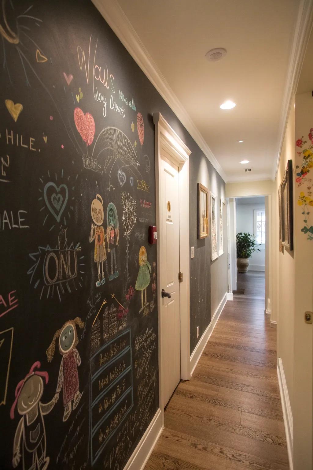 A scribble wall introduces an element of playfulness and functionality.