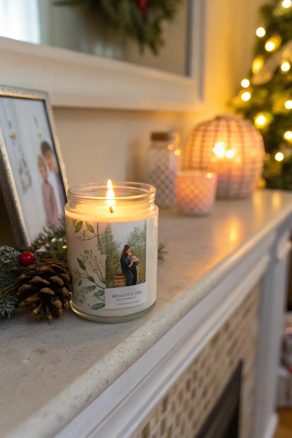 Photo candles combine warmth and sentiment in home decor.