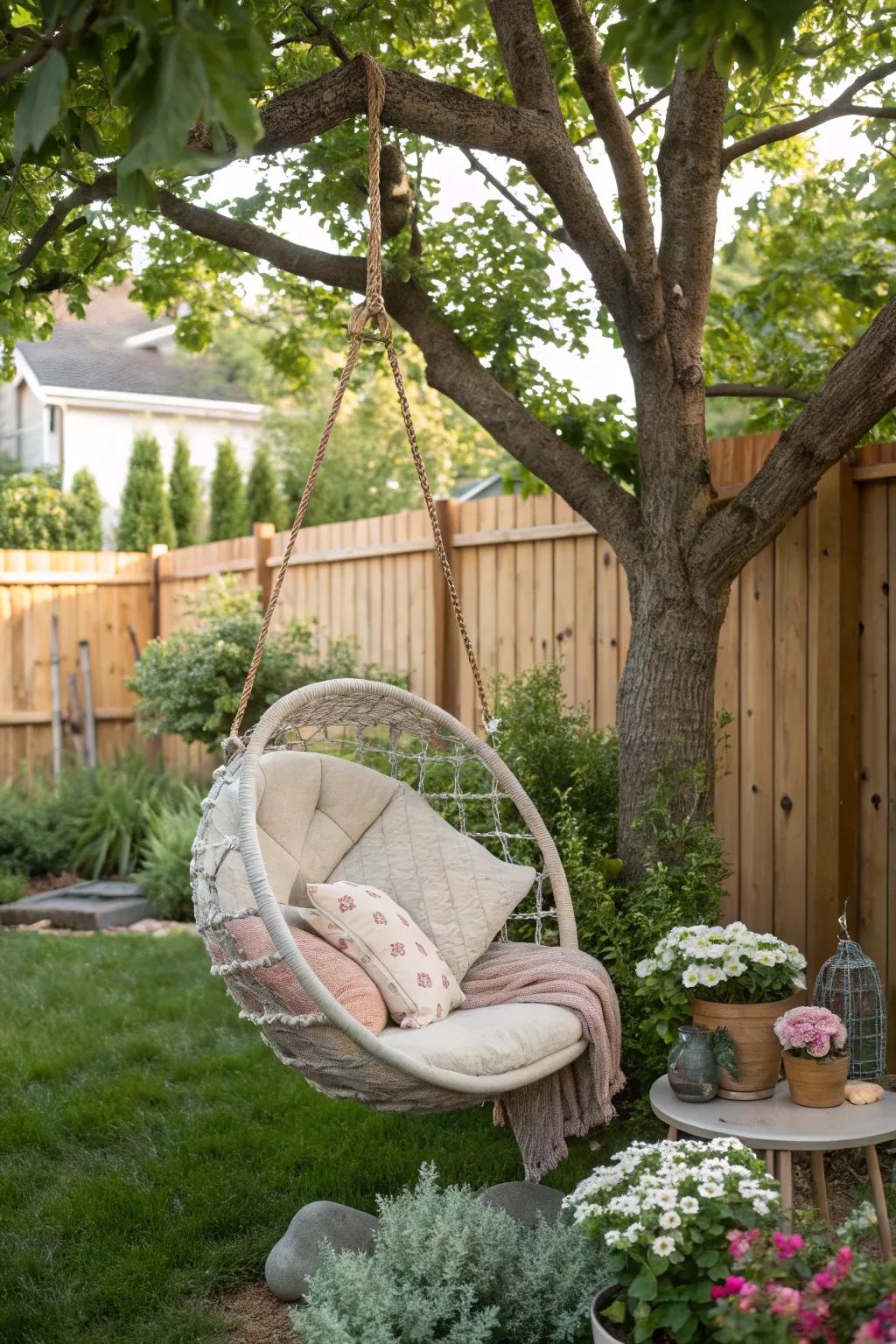 A suspended seat adds fun and relaxation.