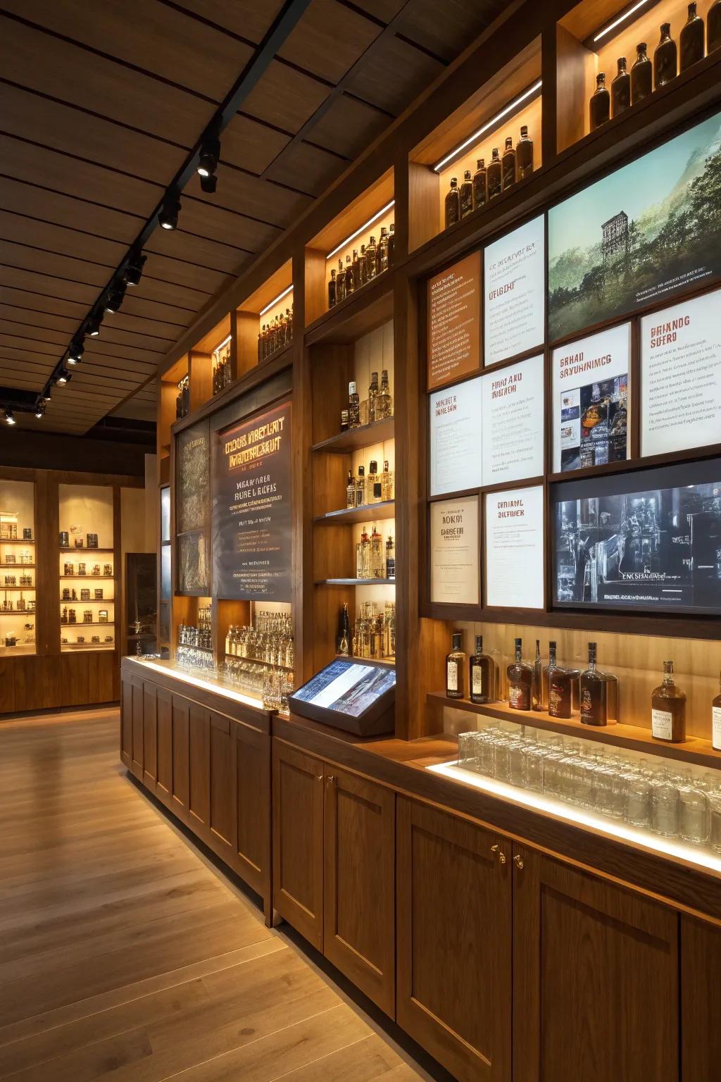 An interactive whiskey wall engages and educates your guests.