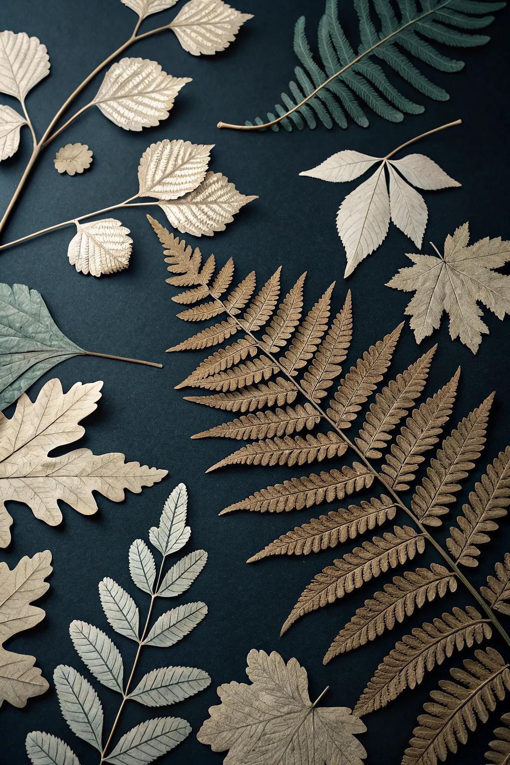 A striking collage with leaf silhouettes.