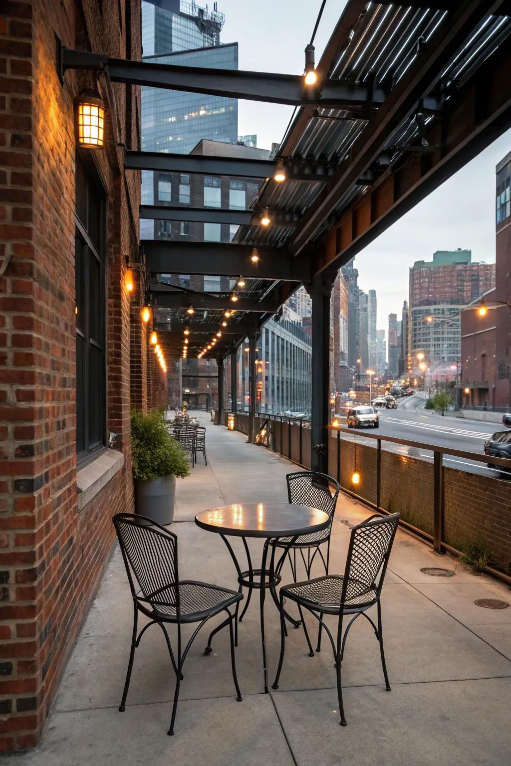 With metal finishes, give your patio an industrial vibe.