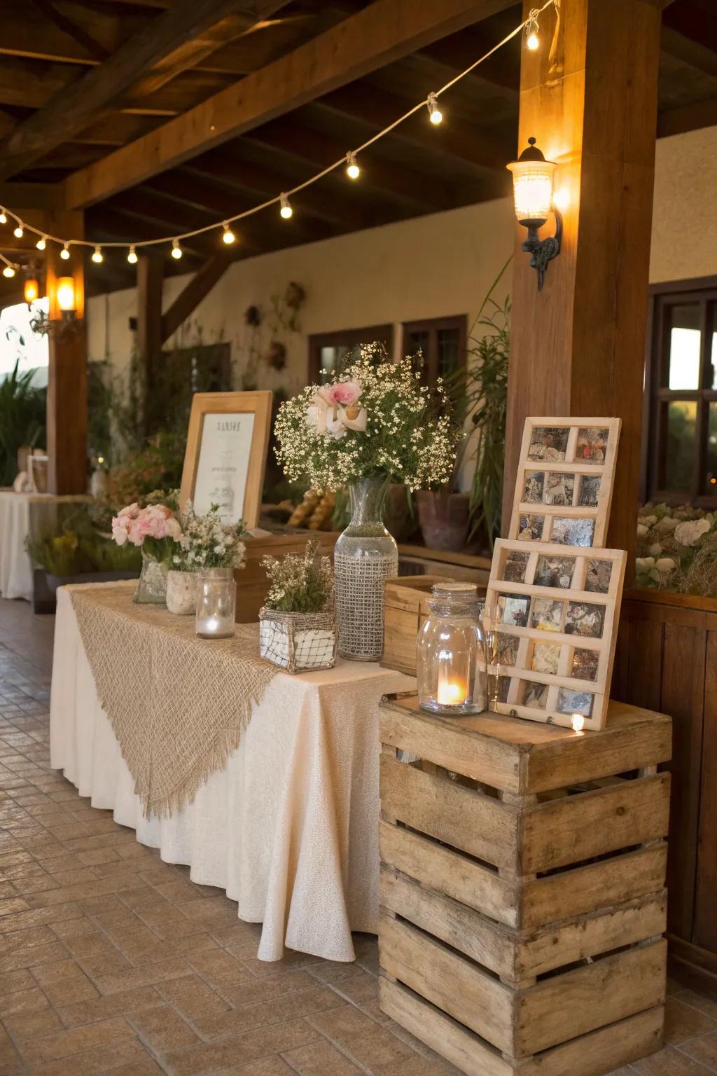 Timbered constituents cultivate a snug and welcoming image kiosk.