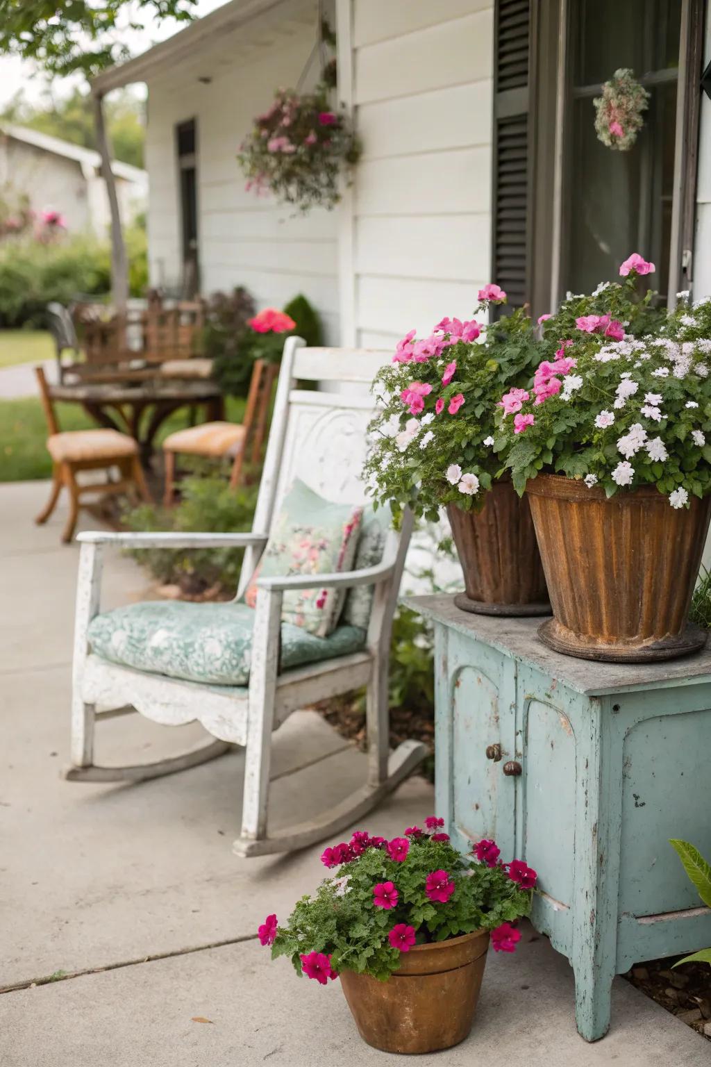 Repurpose furnishings for unique patio planters.