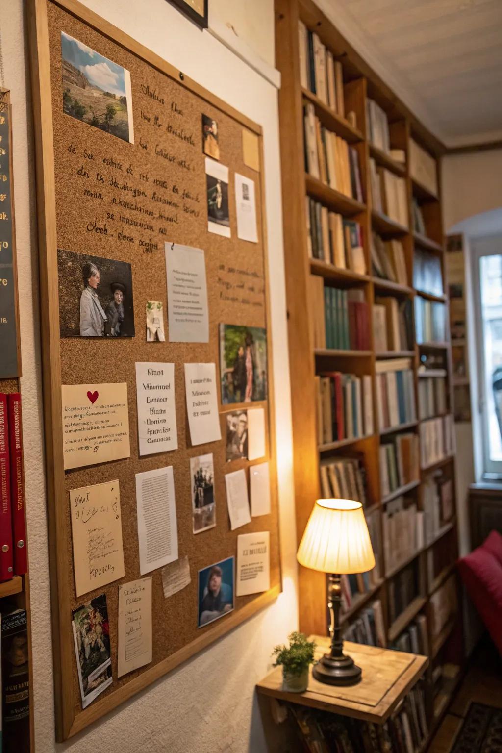 Cork boards offer a dynamic and changeable poem display.