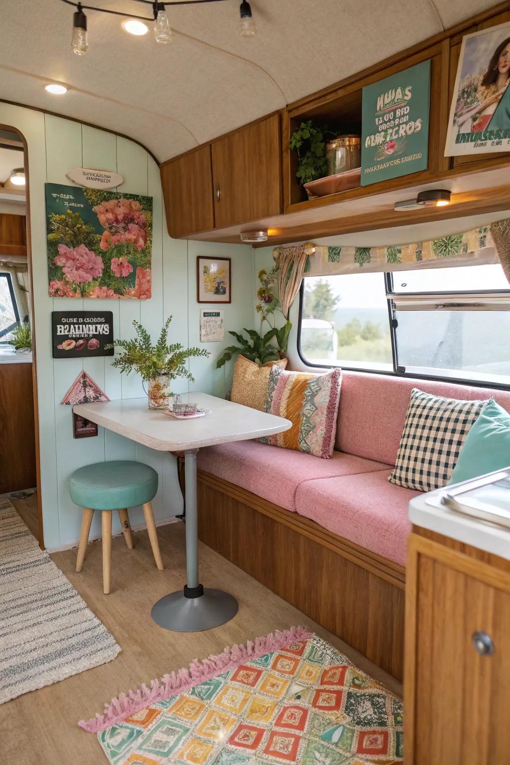 Mid-century modern style adds a retro flair to this RV.