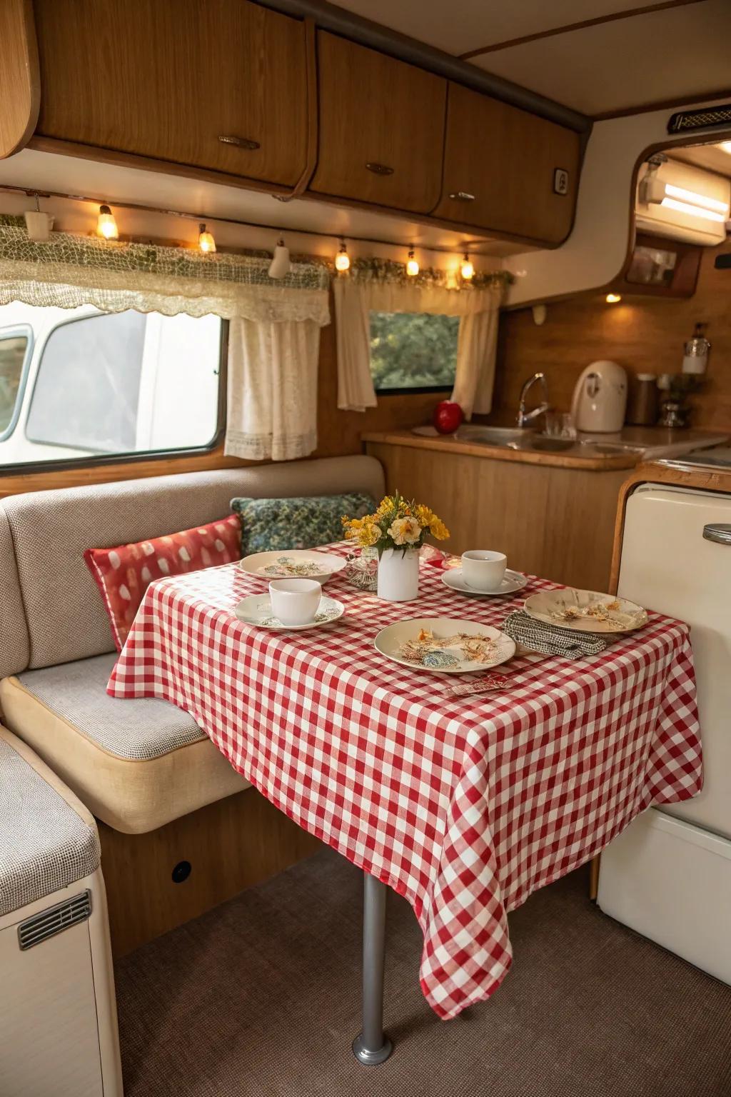 A vintage table inspires charm and nostalgia in your RV.