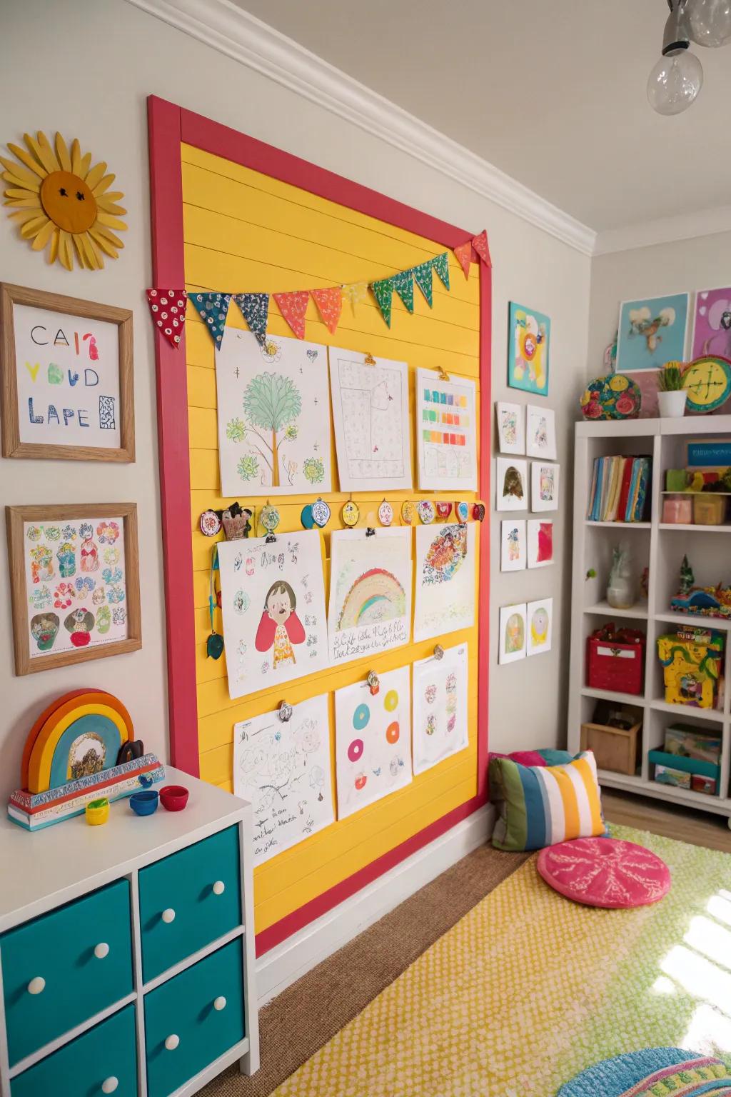 Foster creativity in your child with a playful shiplap bulletin board.