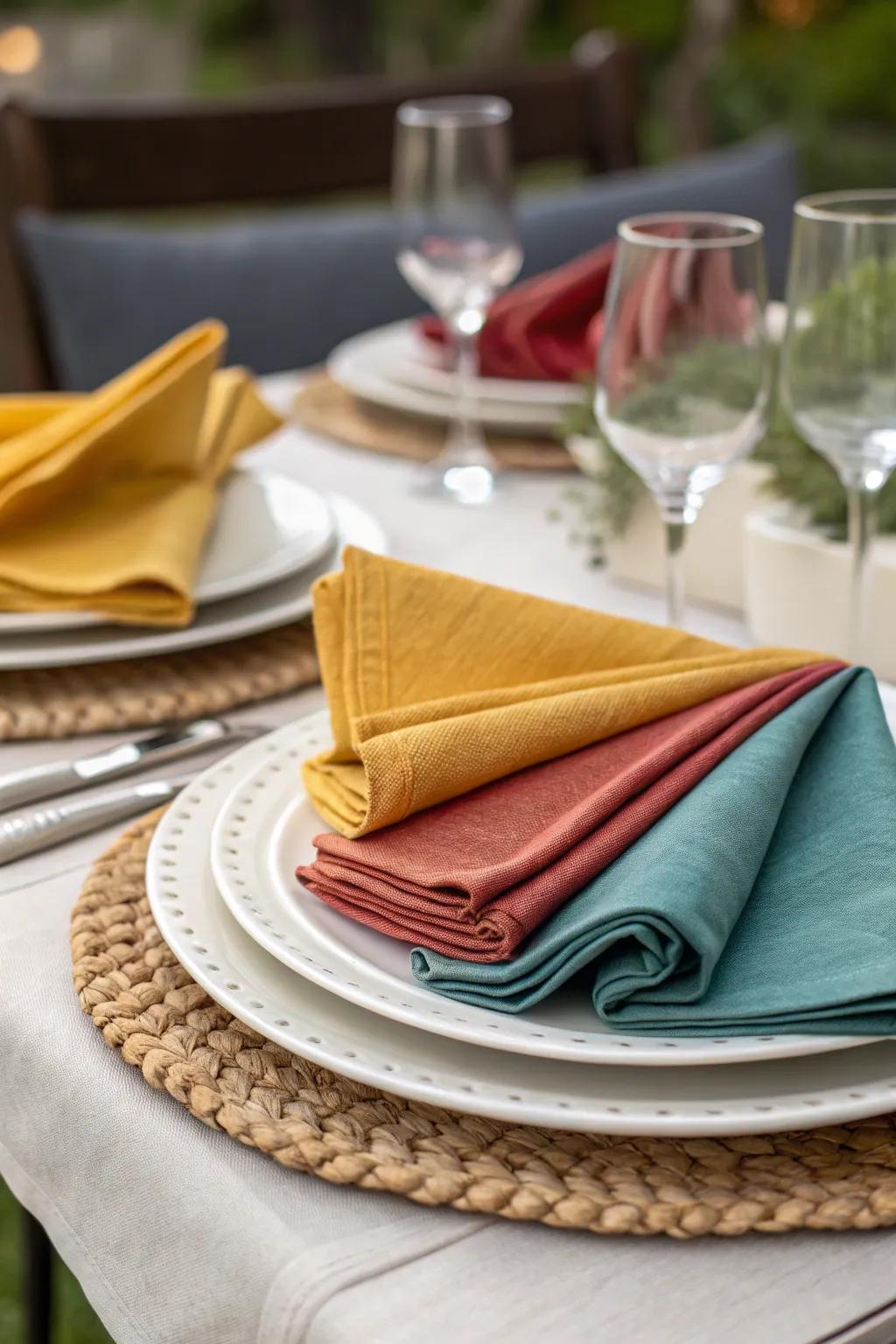 For added depth and elegance, napkins are layered.