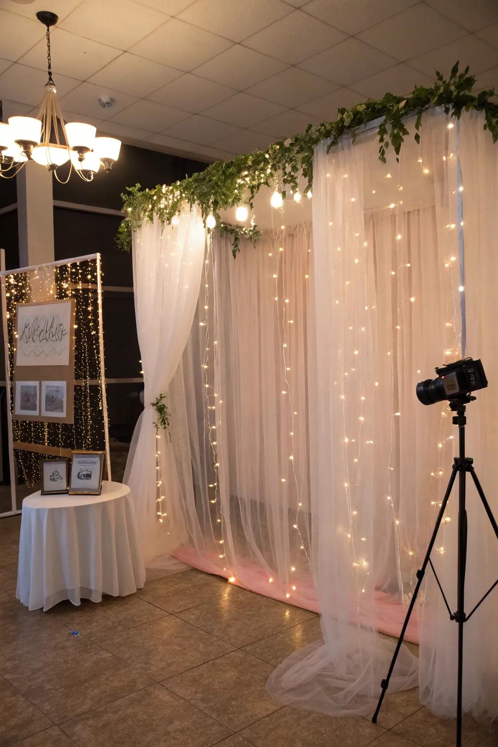 Capture memories with a tulle photo booth backdrop.