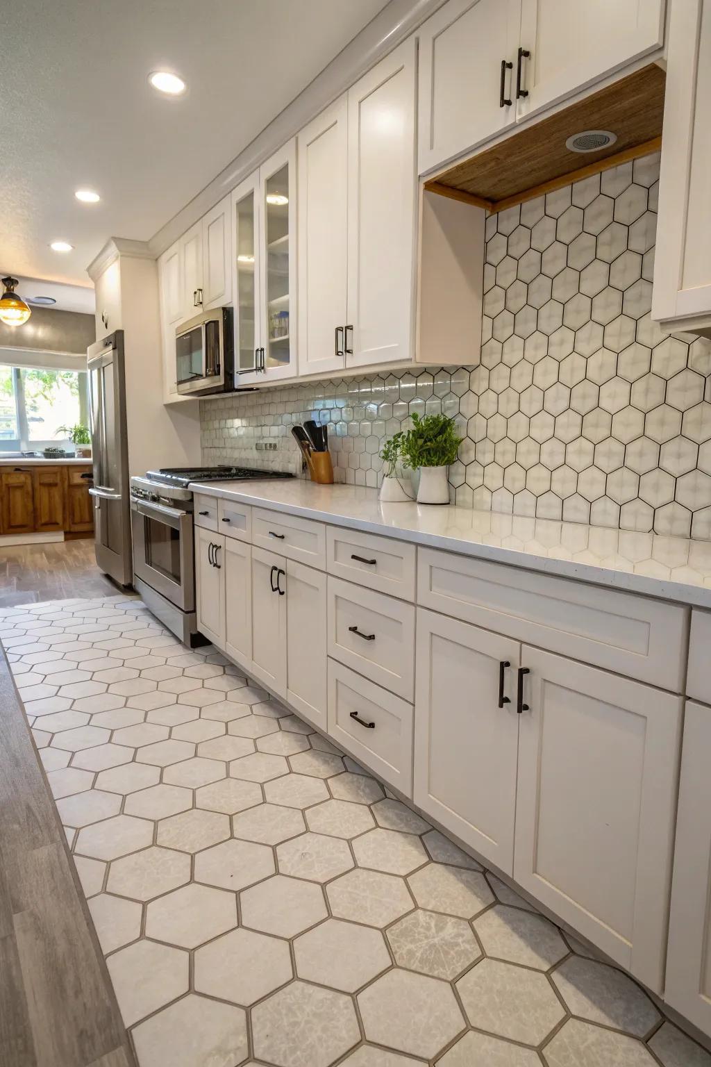 A kitchen where transitional styles merge two designs elegantly.