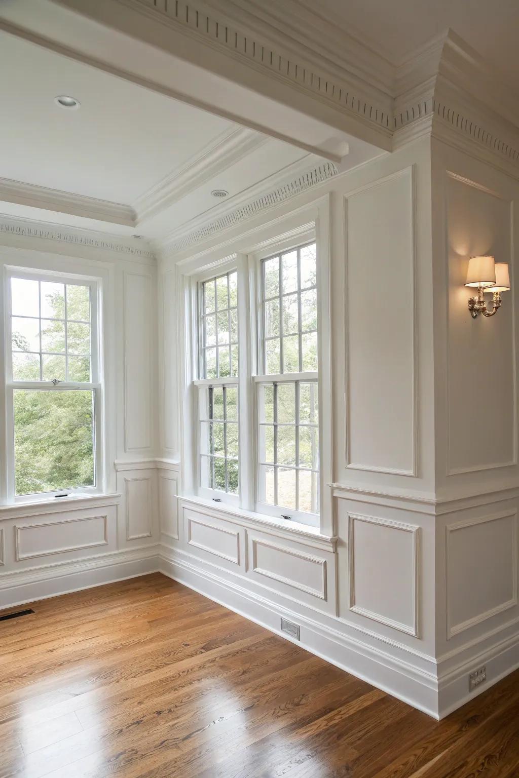 Traditional white features for a tidy, everlasting visual