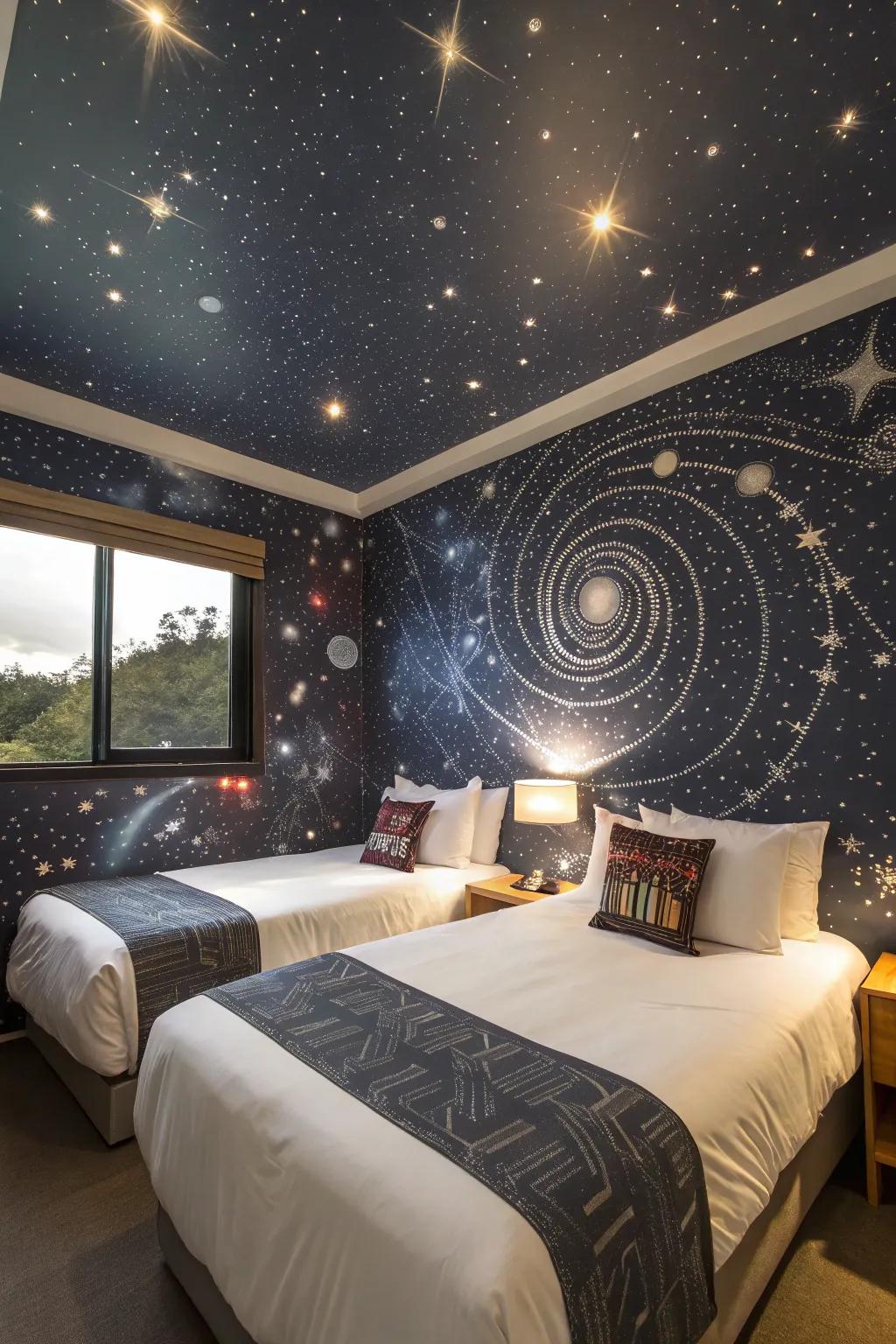 Celestial themes spark wonder and dreams.