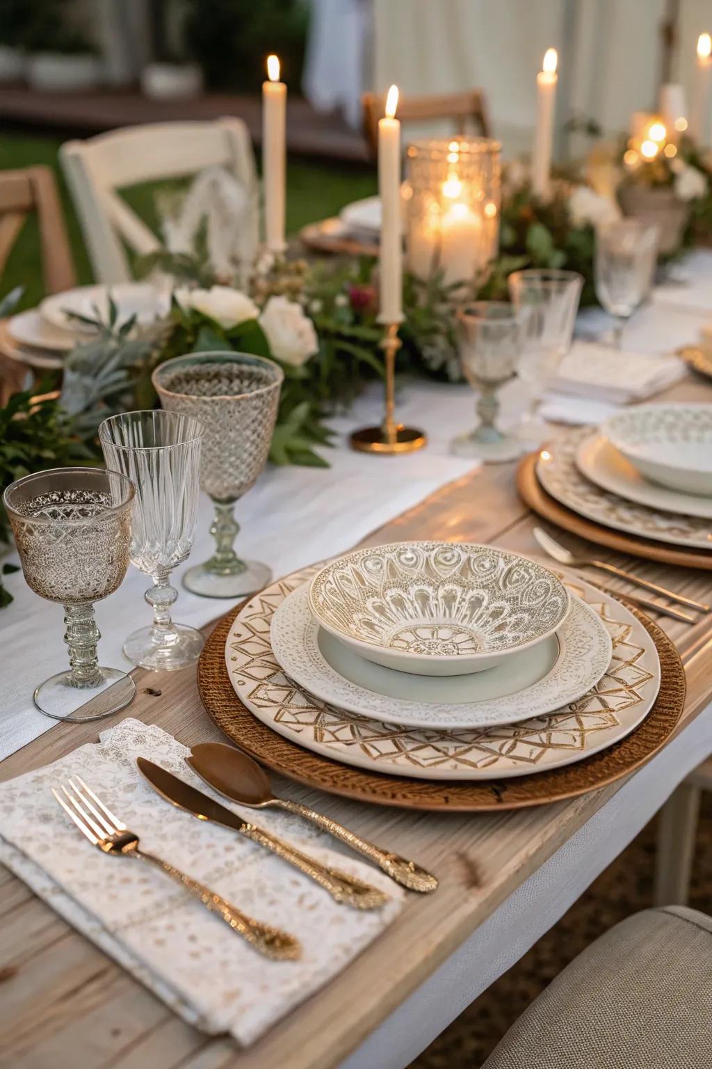 Textured serving ware elevates your table arrangement.