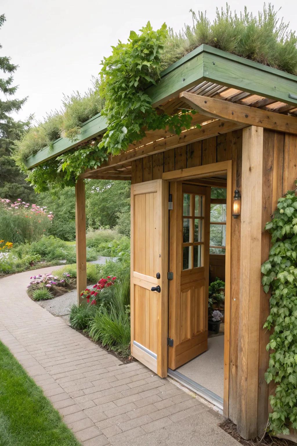 An eco-friendly awning with a green roof.