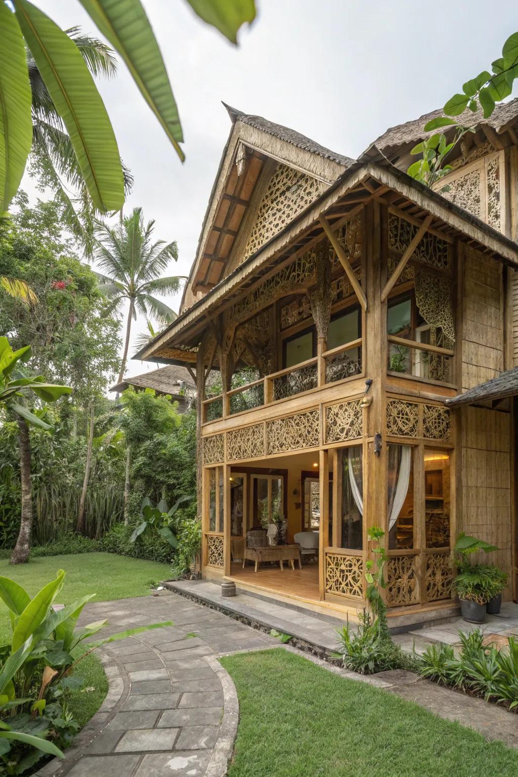 Bamboo homes: nature's strength and elegance.