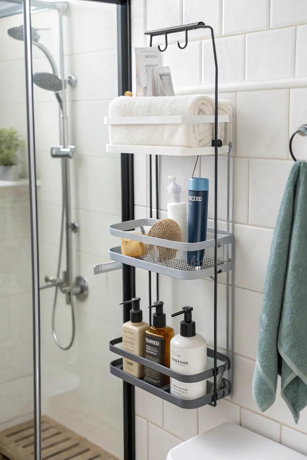 Create your ideal storage with a customizable modular shower caddy system.